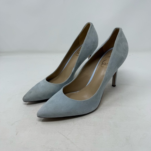 Sam Edelman Hazel Light Blue Suede Pointed Toe Pumps Size 8.5 Heels - Picture 1 of 10